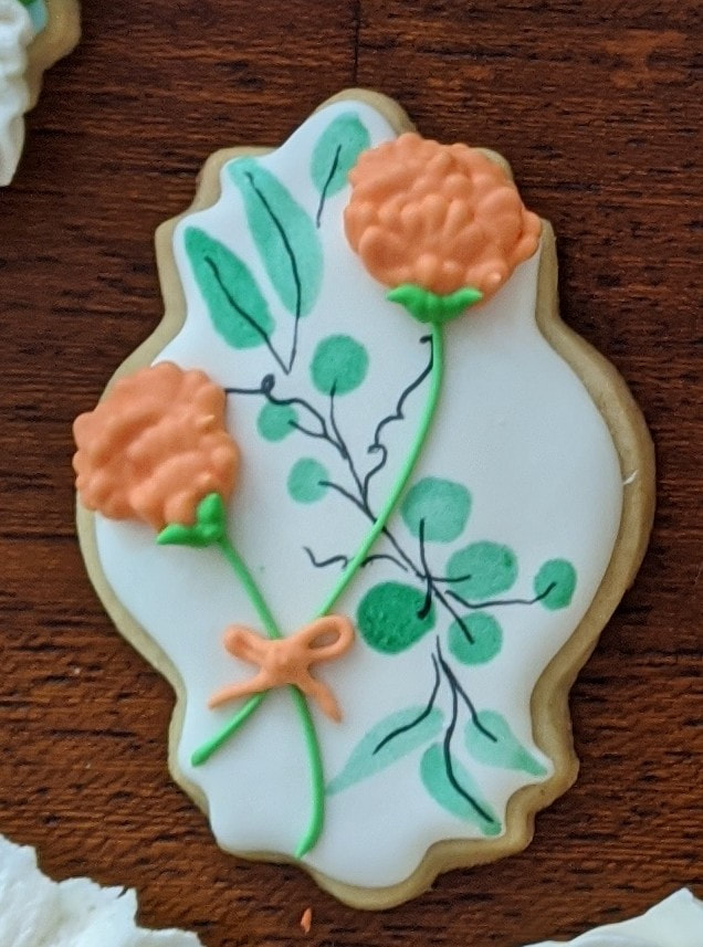 watercolor and flowers cookie